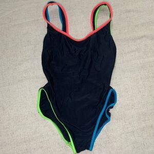 Vintage Black and Neon Mallot One Piece​